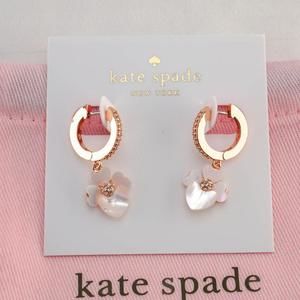 Kate Spade Precious Pansy Pavé Huggie Hoop Earrings (with Dust Bag) NEW